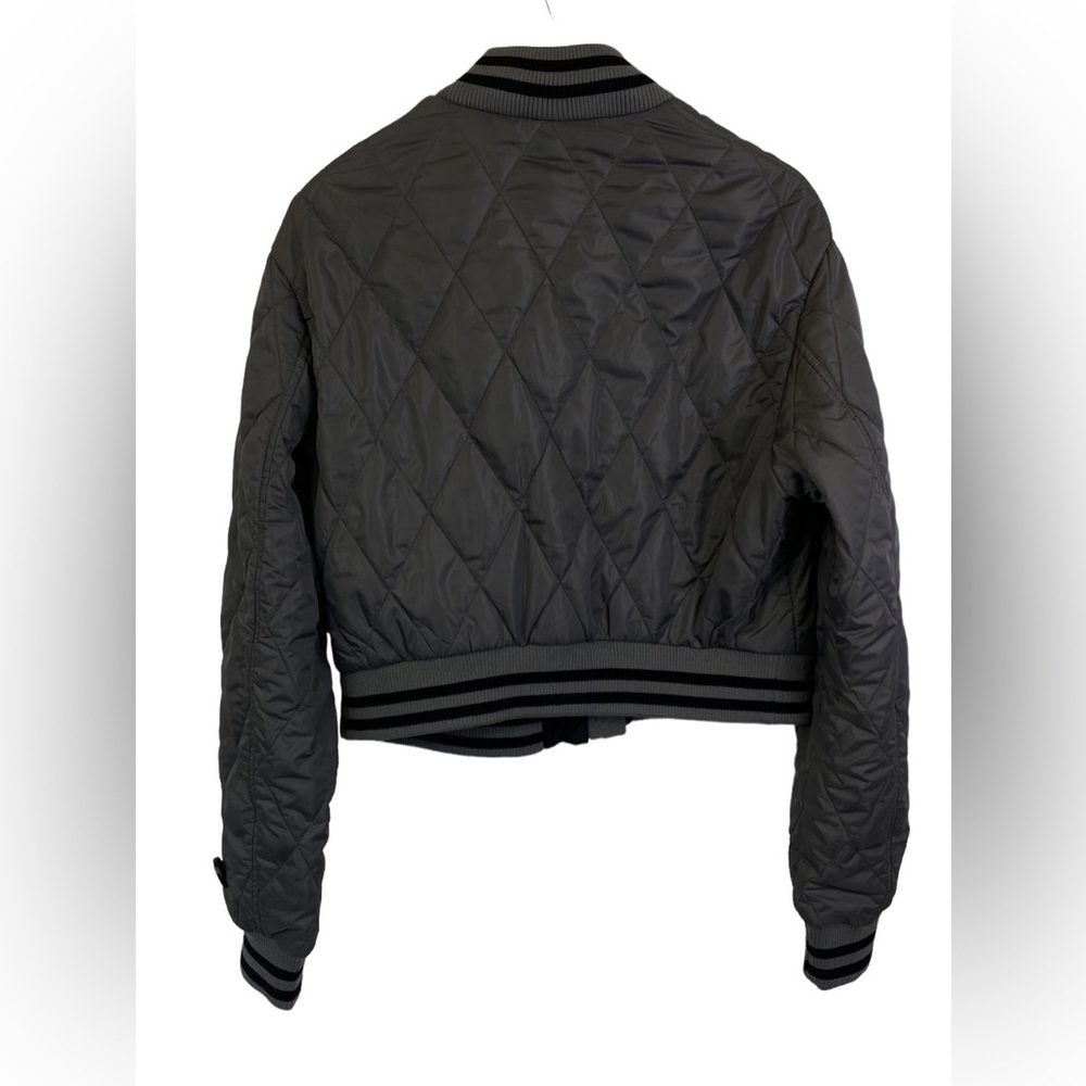 Dolce & Gabbana Embellished Crystal Bomber Jacket Grey Quilted Size S - Picture 2 of 8